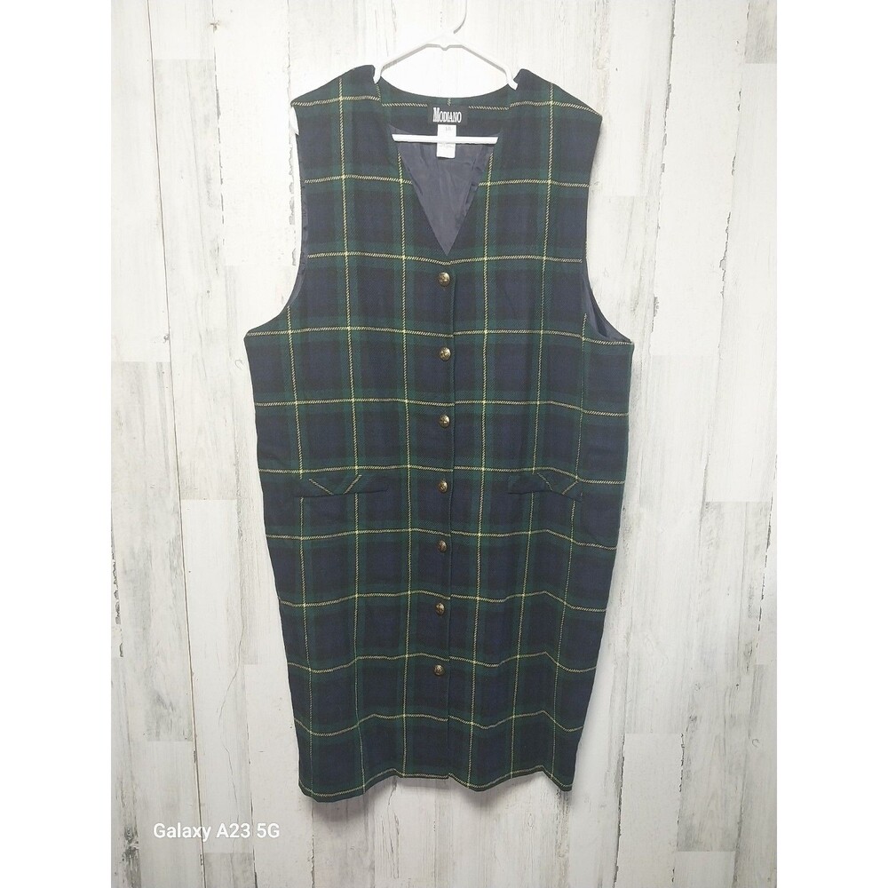 Modiano Vintage Tartan Plaid Pinafore Dress Size 18